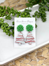 Load image into Gallery viewer, Christmas Cake Wooden Christmas Tree earrings