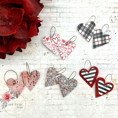 Tiny Dangle Heart leather earrings