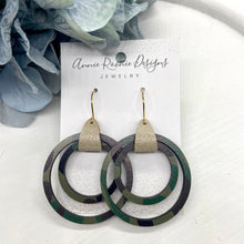 Load image into Gallery viewer, Camouflage Wood hoop earrings