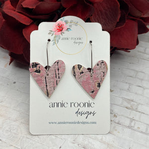 Tiny Dangle Heart leather earrings