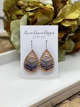 Load image into Gallery viewer, Embroidered Wood Teardrop earrings