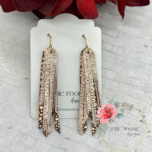 Skinny Fringed Earrings in Rose Gold leathers