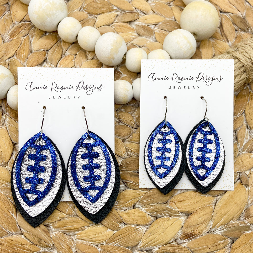 Triple layered School Spirit Football earrings