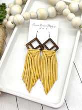 Load image into Gallery viewer, Woven Fringe Earrings in Yellow leather