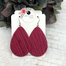 Load image into Gallery viewer, Raspberry Striped Textured Suede Teardrop earrings
