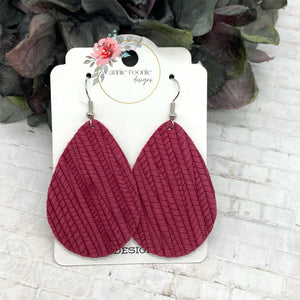 Raspberry Striped Textured Suede Teardrop earrings