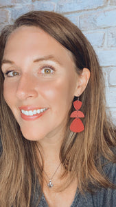 Geometric Triple Drop Leather earrings