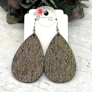 Gold & Silver Shimmer Leather Teardrop earrings