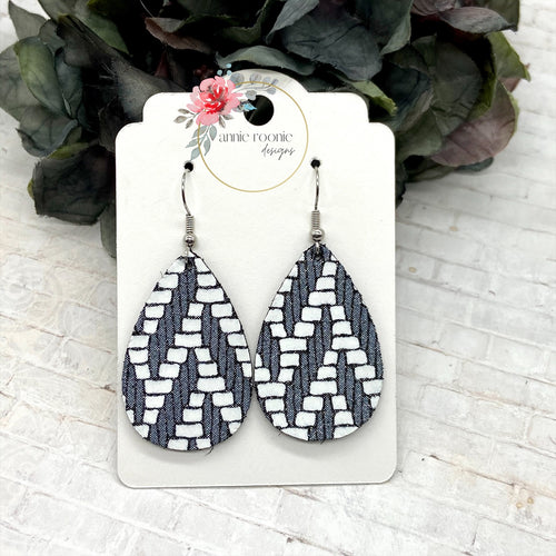 Black & White Chevron Leather Teardrop earrings