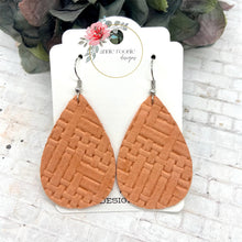 Load image into Gallery viewer, Peach Basket Weave leather Teardrop earrings