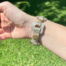 Load image into Gallery viewer, Platinum Gold Snakeskin leather Square link bracelet