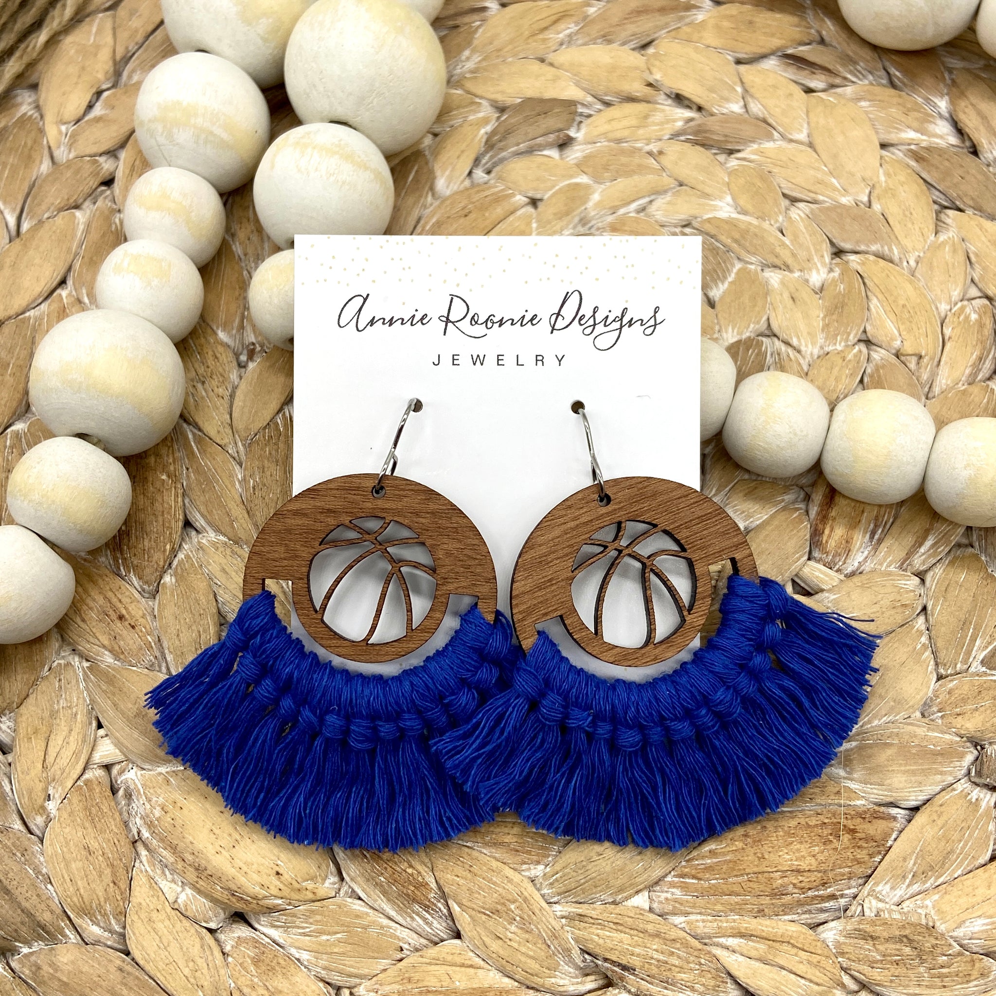 Recycled Cotton Macramé Earrings | Beachy Blue and Yellow - Govanhill Baths