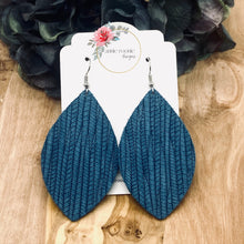 Load image into Gallery viewer, Dark Teal Striped Textured Suede Marquis earrings