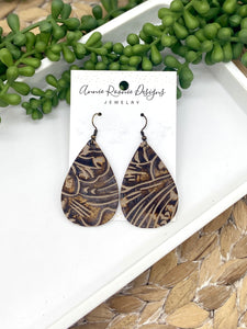 Western Embossed Leather Teardrop earrings