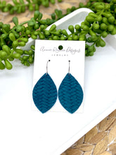 Load image into Gallery viewer, Dark Teal Braided Suede Marquis earrings