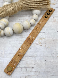 Natural Cork leather (gold flecks) Sliced Cuff bracelet