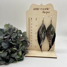 Load image into Gallery viewer, Triple Fringe Earrings in Camo, Gold, and Black leathers