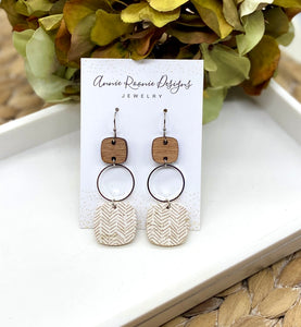 Wood & Leather dangle earrings