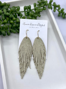 Lola fringe earrings in sparkle leather