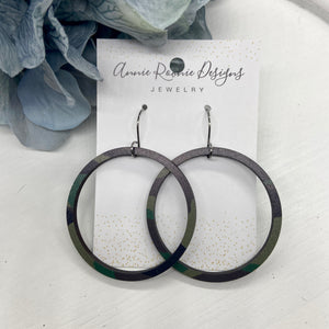 Camouflage Wood hoop earrings