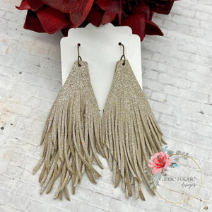 Funky Fringe Earrings in Sparkle leathers