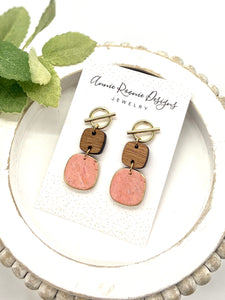 Wood & Clay Dangle Drop earrings