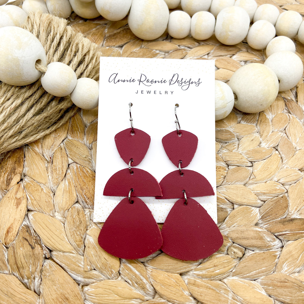 Geometric Triple Drop Leather earrings