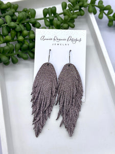 Lola fringe earrings in sparkle leather