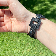 Load image into Gallery viewer, Black leather Square link bracelet