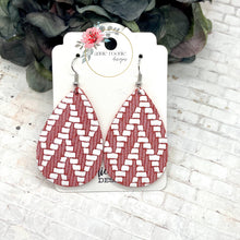 Load image into Gallery viewer, Red Chevron Leather Teardrop earrings