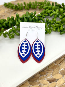 Triple layered School Spirit Football earrings