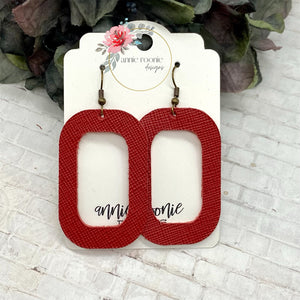 Red Textured Leather Rectangle earrings