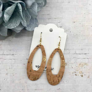 Natural Gold- Flecked Cork leather Oval cutout earrings