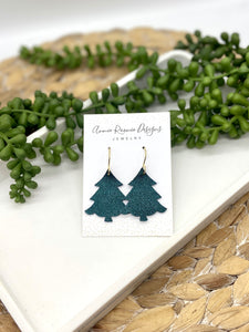 Leather Christmas Tree earrings