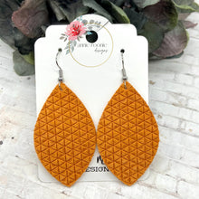 Load image into Gallery viewer, Orange Tiny Triangles Suede Marquis earrings