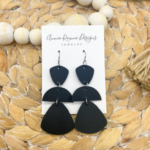 Geometric Triple Drop Leather earrings