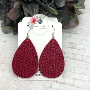 Raspberry Tiny Triangles Suede Teardrop earrings