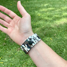 Load image into Gallery viewer, Camouflage Cork Leather Sliced Cuff bracelet