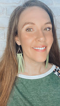 Load image into Gallery viewer, Lime Green Triangle Fringe earrings