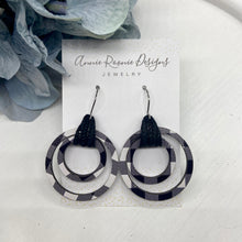 Load image into Gallery viewer, White Buffalo Plaid Wood hoop earrings