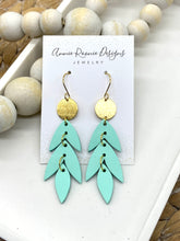 Load image into Gallery viewer, Falling Leaves Earrings in Mint Leather