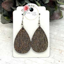 Load image into Gallery viewer, Gold &amp; Silver Shimmer Leather Teardrop earrings