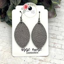 Load image into Gallery viewer, Gunmetal Silver Textured Leather Marquis earrings