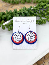 Load image into Gallery viewer, Volleyball Round Triple layer earrings