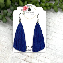 Load image into Gallery viewer, Blue Striped Textured suede Angled Bar earrings