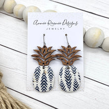 Load image into Gallery viewer, Pineapple Earrings - Wood &amp; Leather
