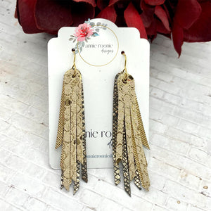 Skinny Fringed Earrings in Gold leathers