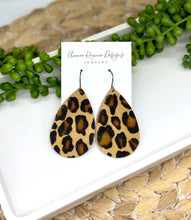 Load image into Gallery viewer, Leopard Hair On Leather Teardrop earrings