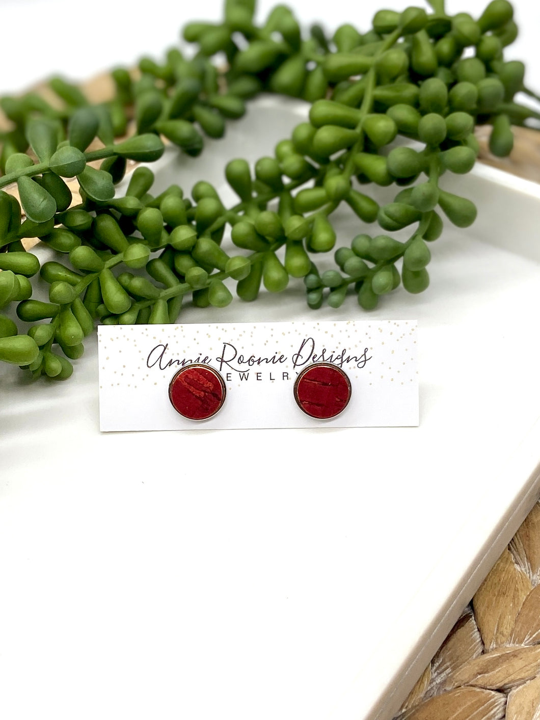 Red Cork Stud Earrings