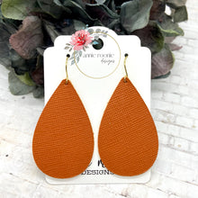 Load image into Gallery viewer, Burnt Orange Textured Leather Teardrop earrings